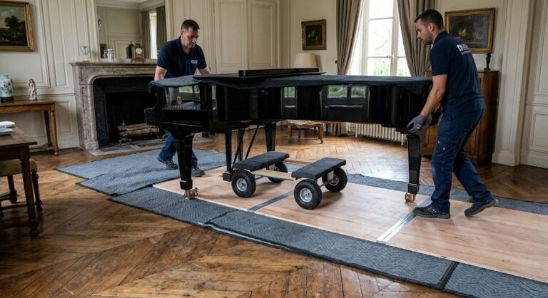 Comment protéger un parquet ancien lors de la livraison d'un piano ?